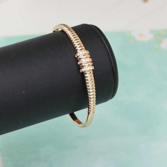 Chic Rose Gold Bangle with Textured Bead Design, XPBL0564 - Picture 8 of 12